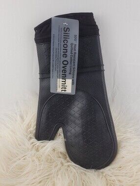 Black Silicon & Cotton Oven Mitt 500° Rating Nwt